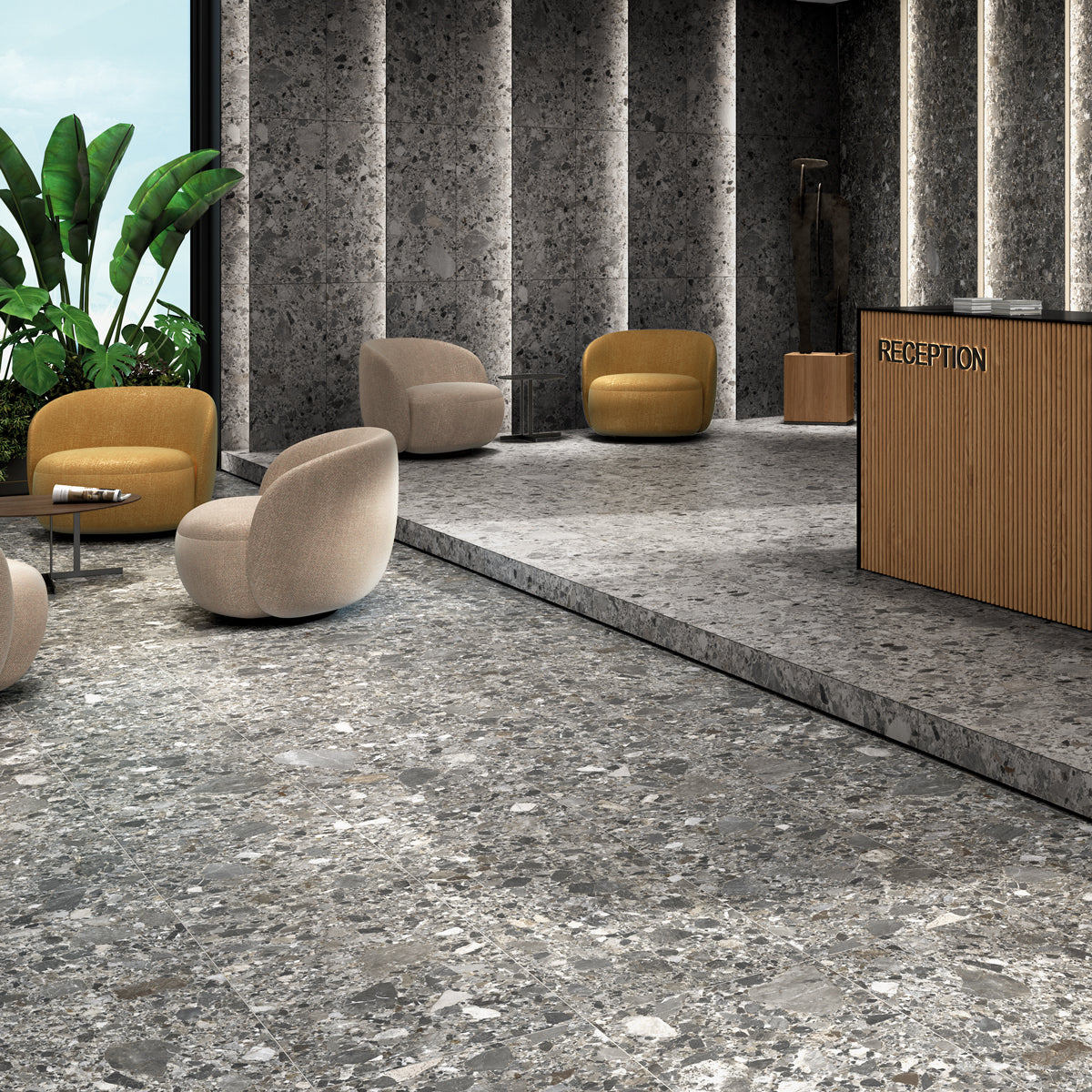 Klinker Inlay Terrazzo Graphite Matt 60x120