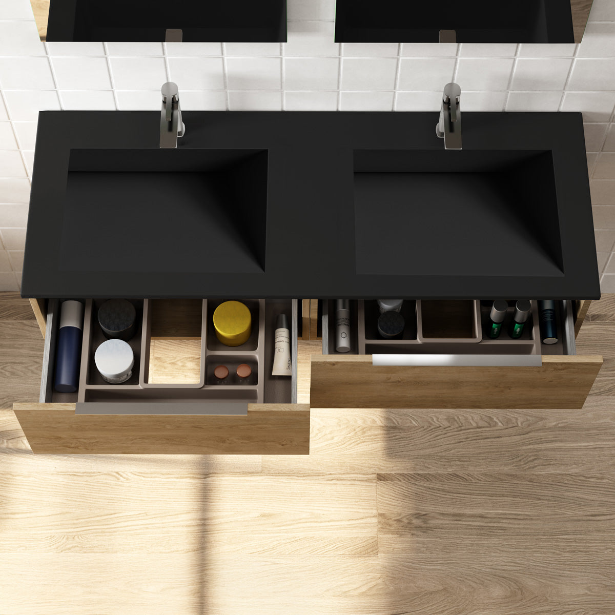 Håndvask Solid Surface Tenfors Flow 120 cm Sort Mat
