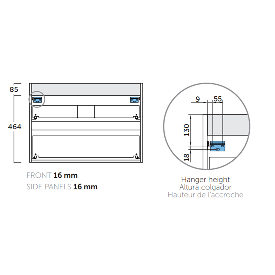 Kommode & Håndvask 60 cm Tenfors Viken Hvid Mat
